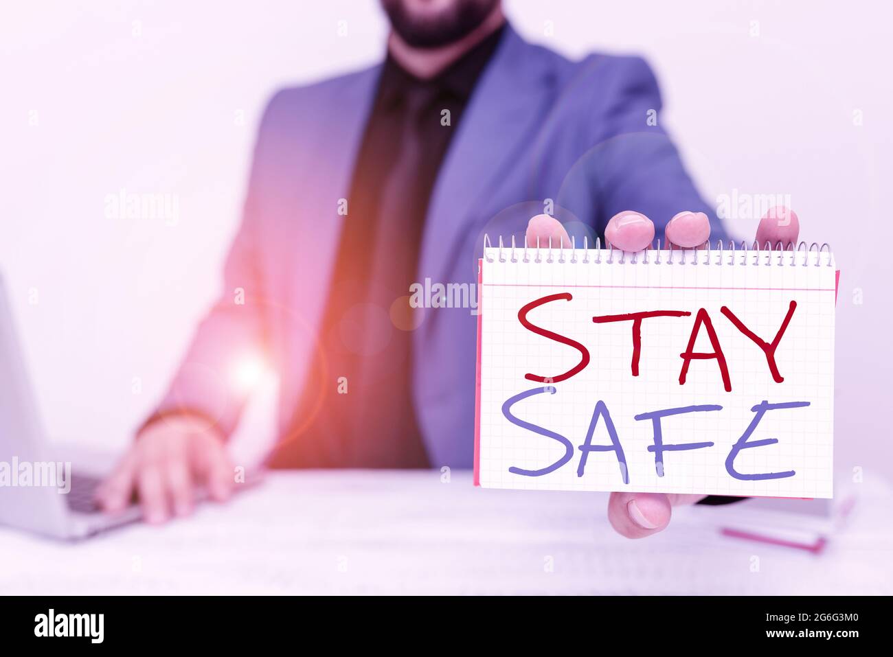 Text showing inspiration Stay Safe. Business idea secure from threat of danger, harm or place to ...