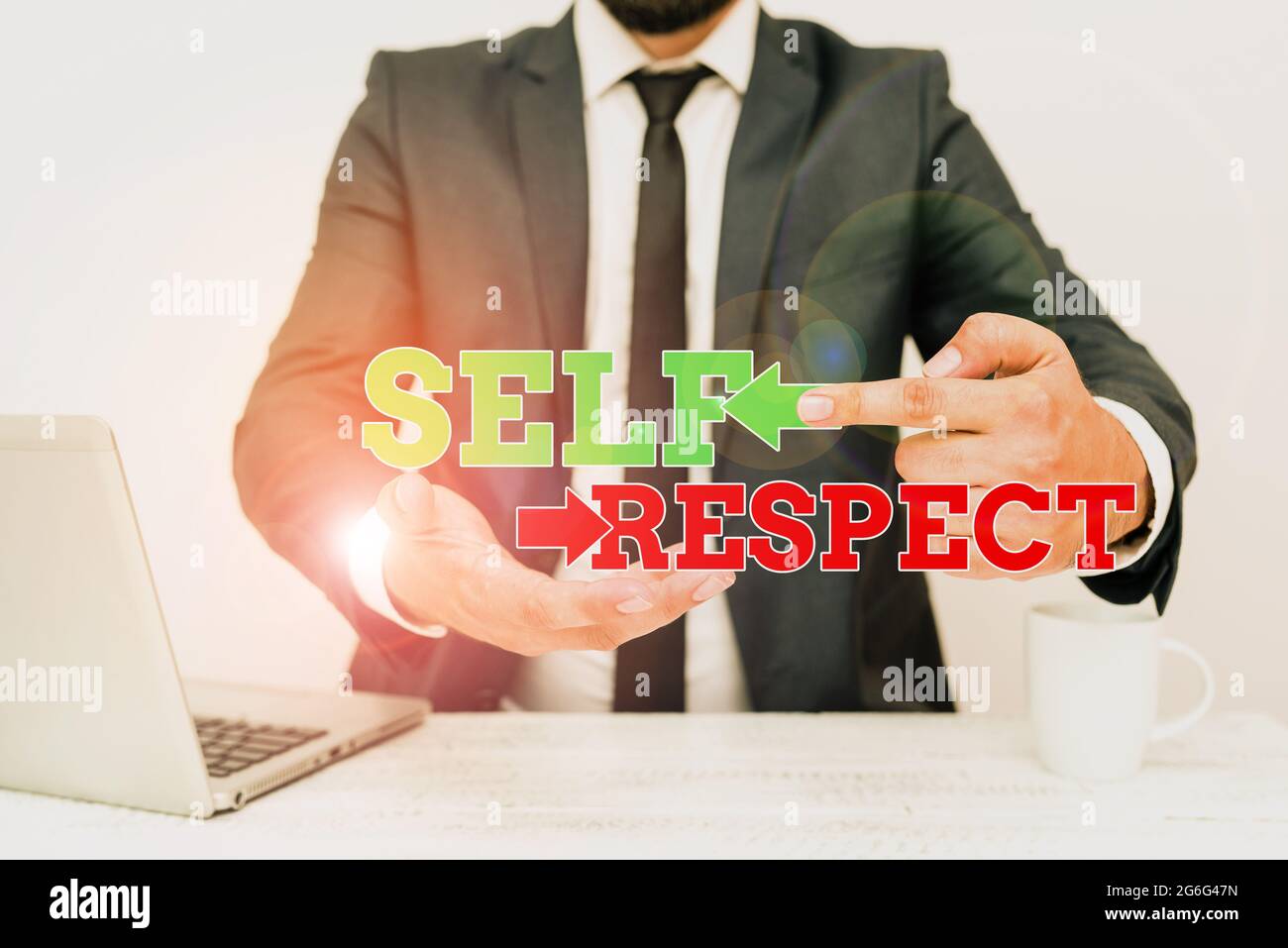 Inspiration showing sign Self Respect. Business concept Pride and confidence in oneself Stand up for yourself Remote Office Work Online Presenting Stock Photo