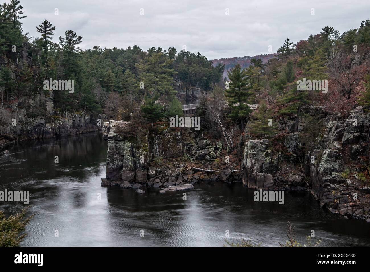 Angle Rock rock formation in the St. Croix River at Interstate Park, Taylors Falls, Minnesota