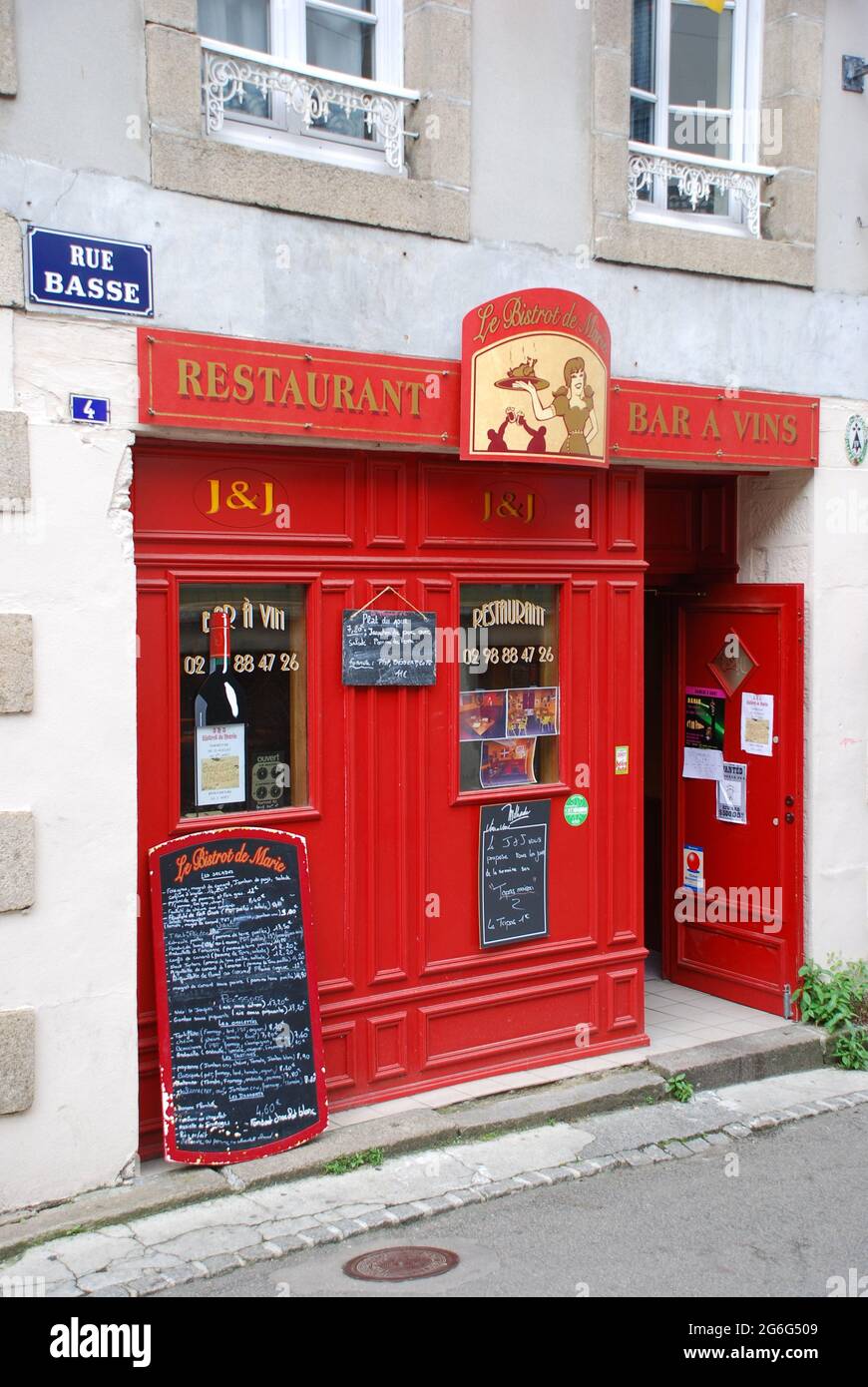 old bistro,outside, France, Brittany, Finistère , Morlaix Stock Photo