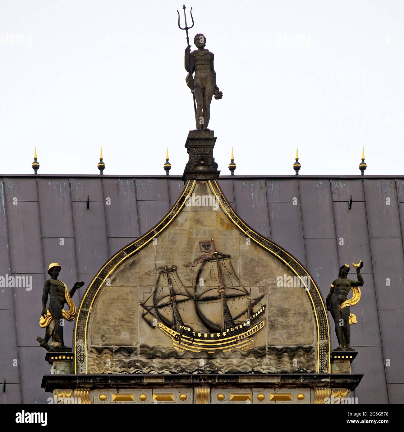 Schuetting, guild house of the Bremen merchants and tradesmen, market place, detail of the cladding, Germany, Bremen Stock Photo