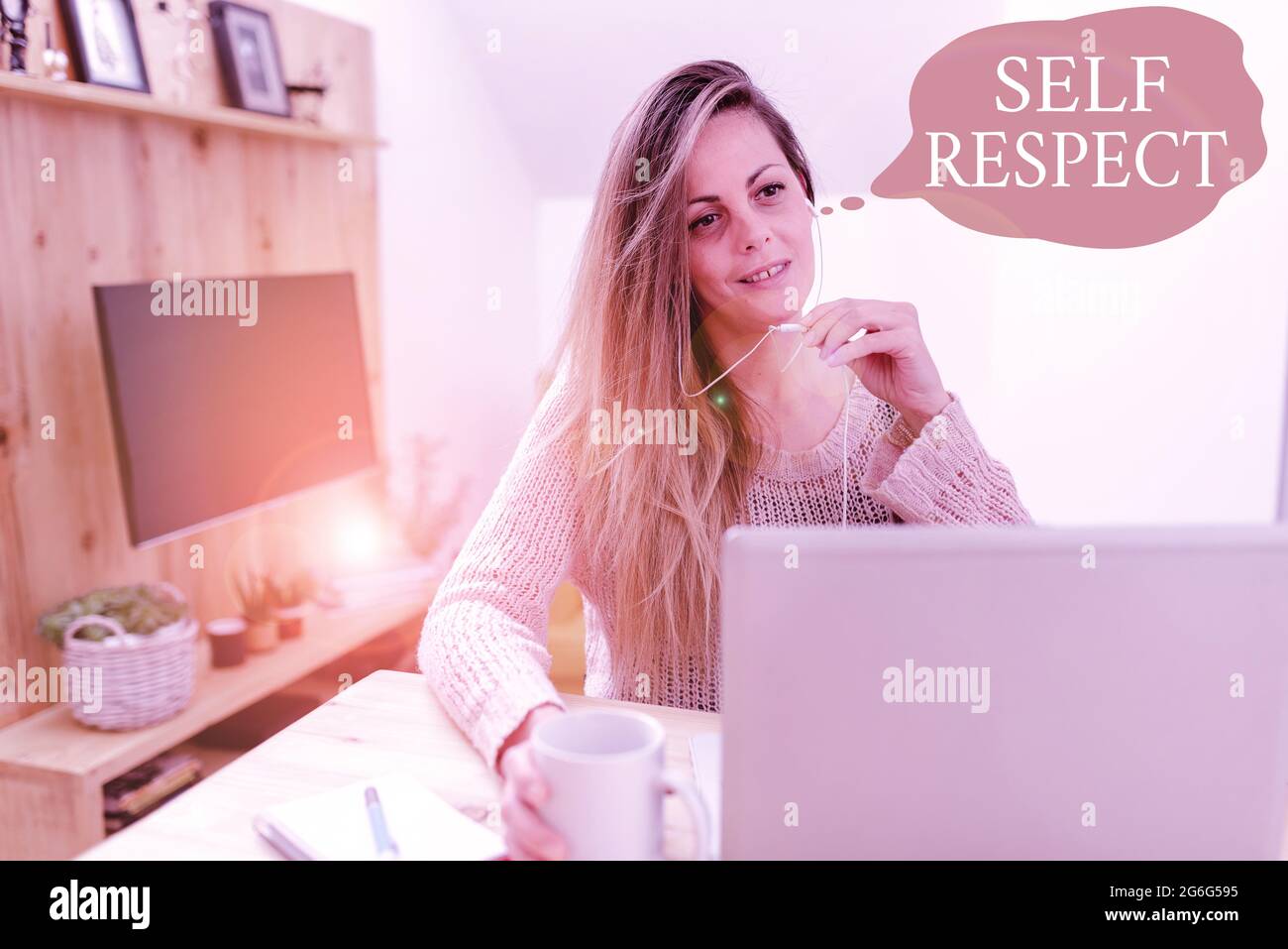 Conceptual caption Self Respect. Concept meaning Pride and confidence in oneself Stand up for yourself Abstract Watching Online Movies, Viewing New Stock Photo