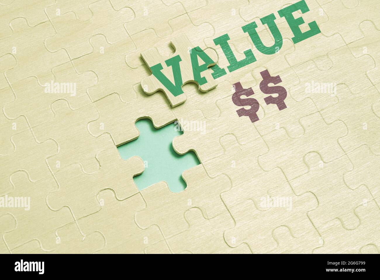 Conceptual display Value Dolar. Word Written on the worth of the process id  of the currently running process Building An Unfinished White Jigsaw Stock  Photo - Alamy