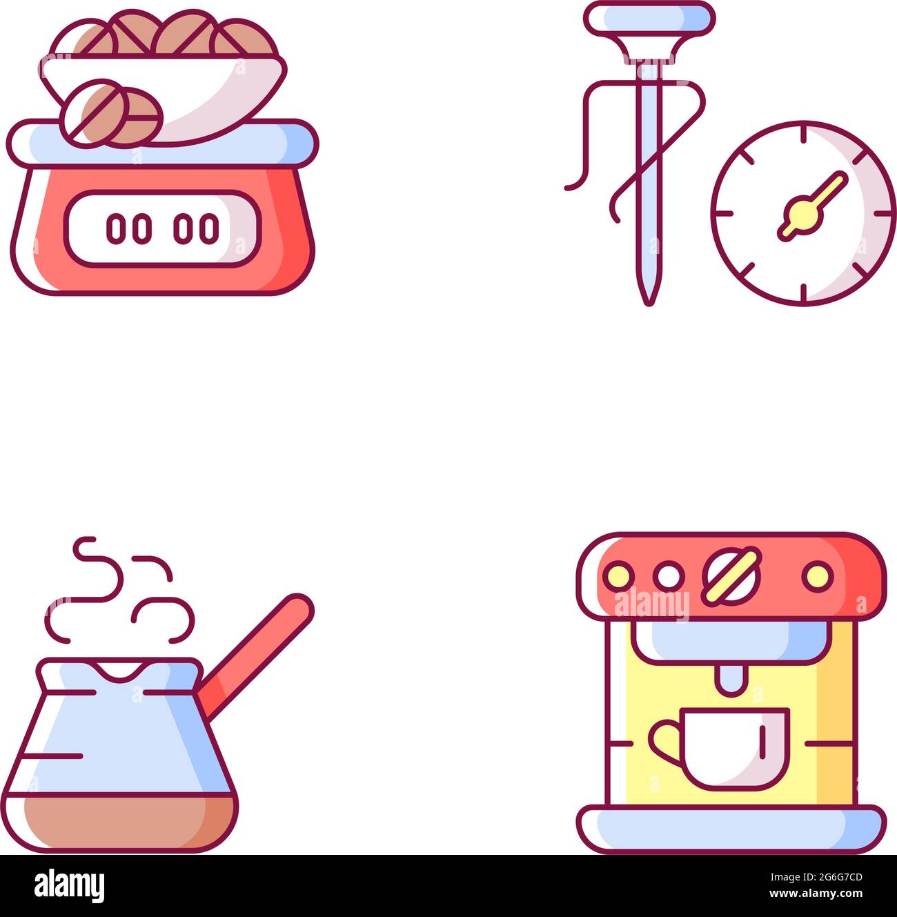 Appliance for coffee preparation RGB color icons set Stock Vector Image ...