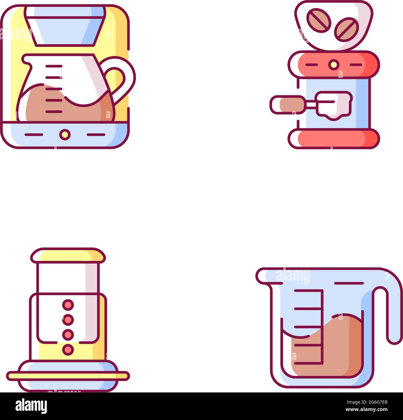 Coffee shop machine RGB color icons set Stock Vector Image & Art - Alamy