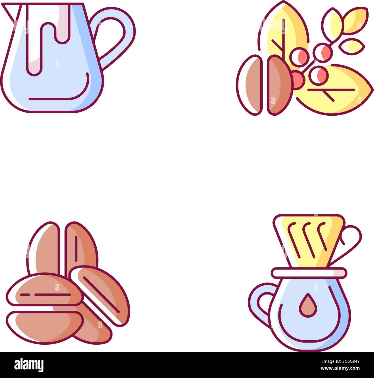 Coffee preparation RGB color icons set Stock Vector Image & Art - Alamy
