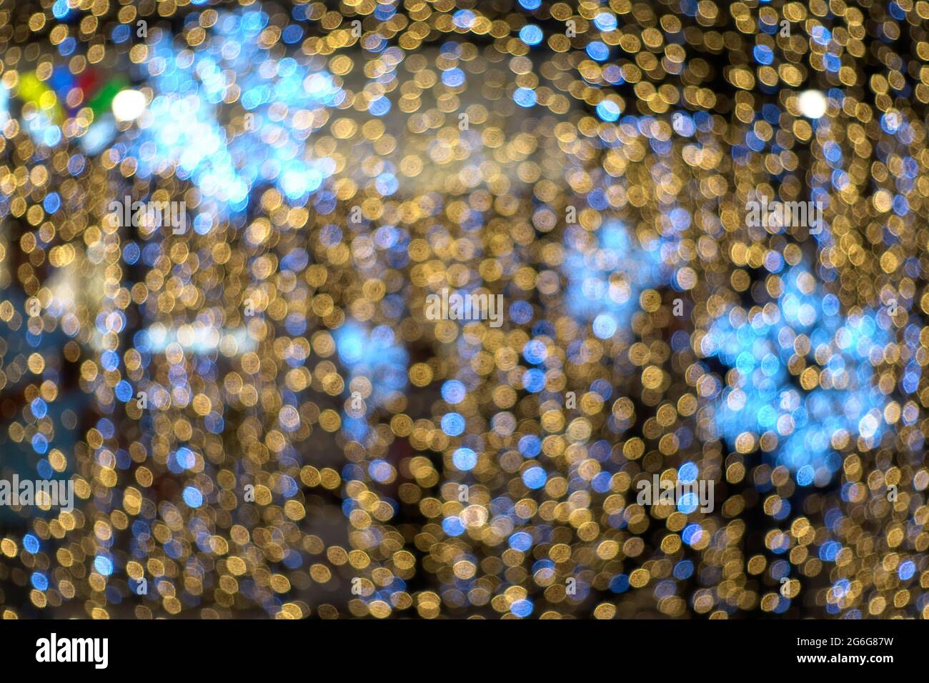 Abstract Blurred Christmas Lights gold Bokeh Background Stock Photo - Alamy