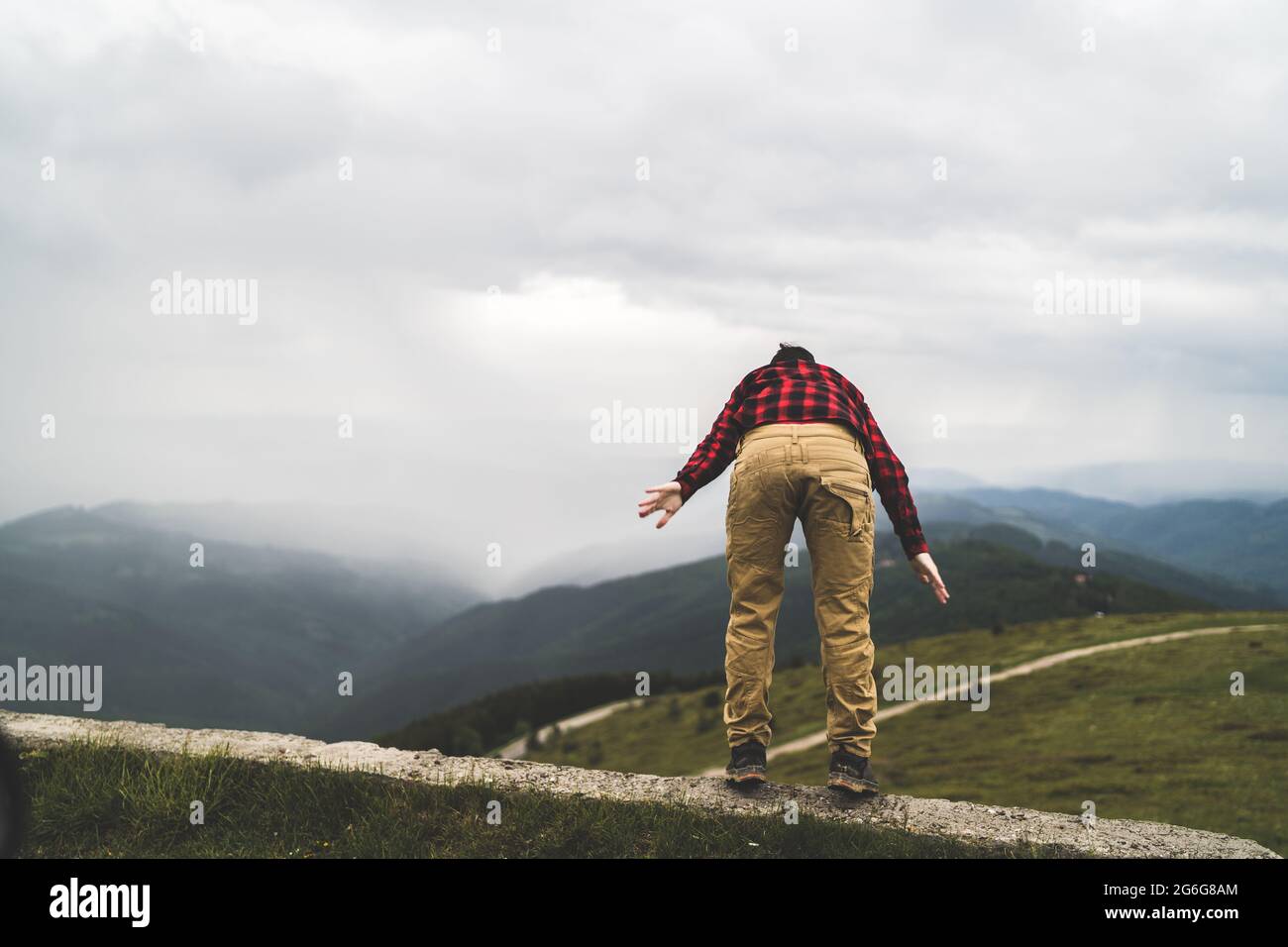 Adventure man in mountain peak Stock Photo