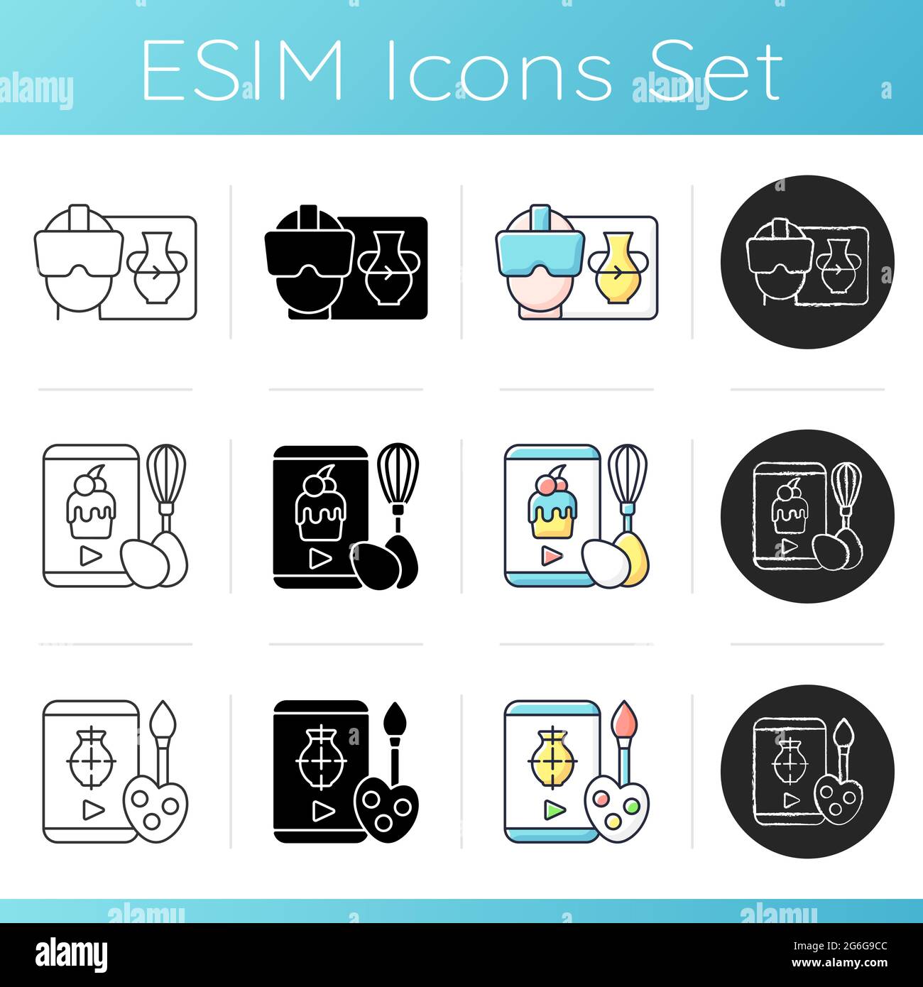 Video content icons set Stock Vector