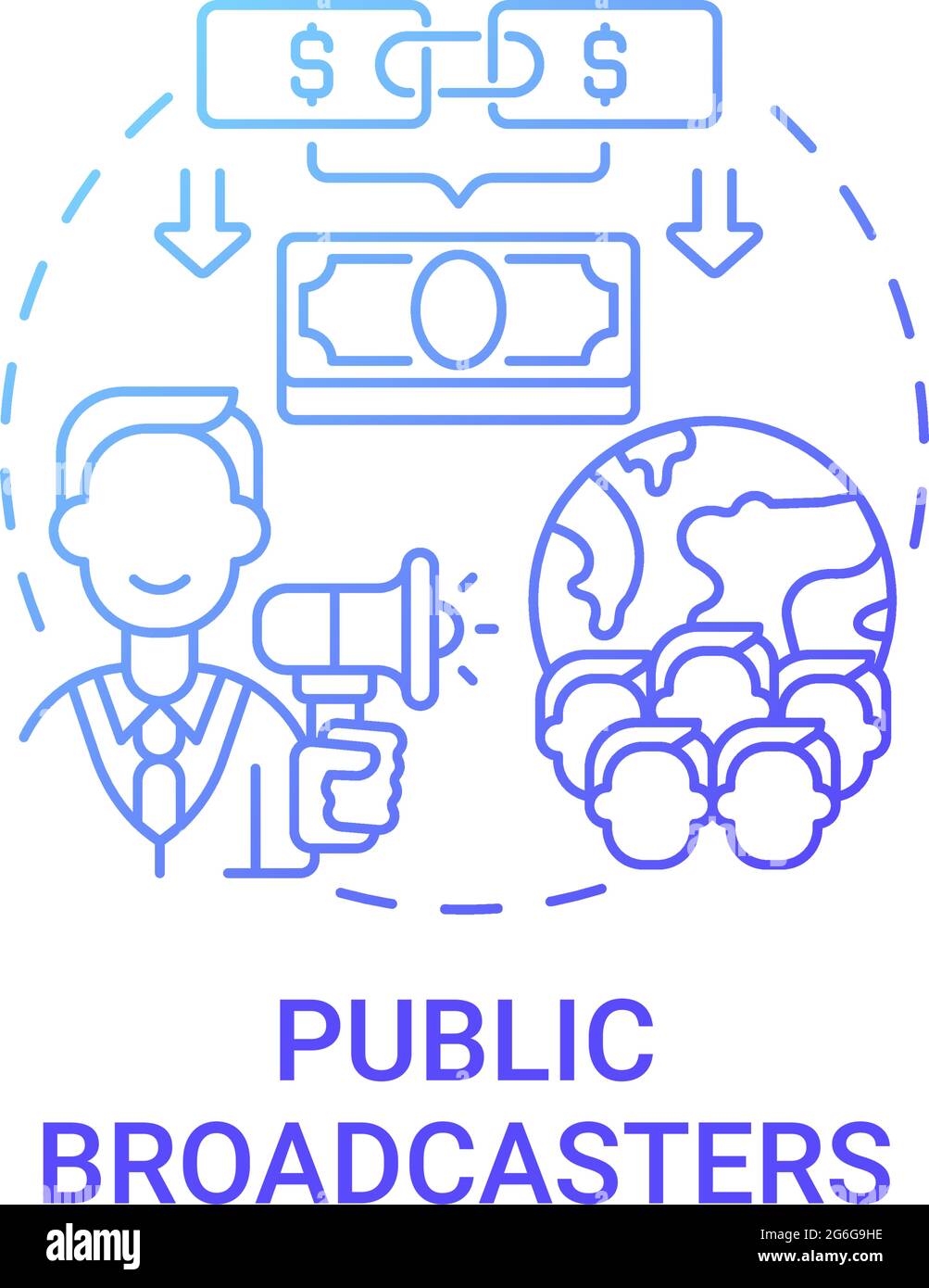 Public broadcasters fundraiser concept icon Stock Vector