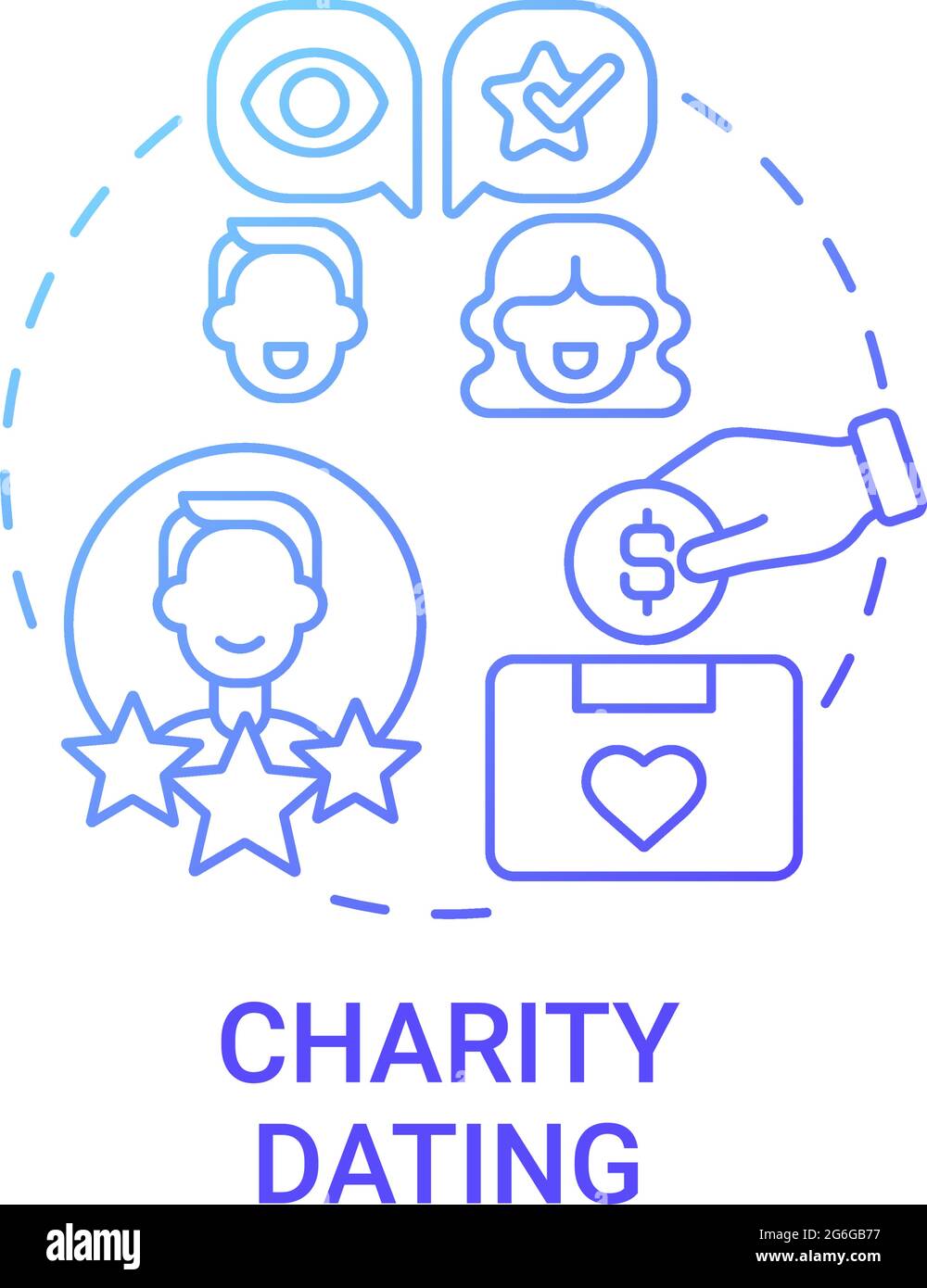 Charity dating concept icon Stock Vector