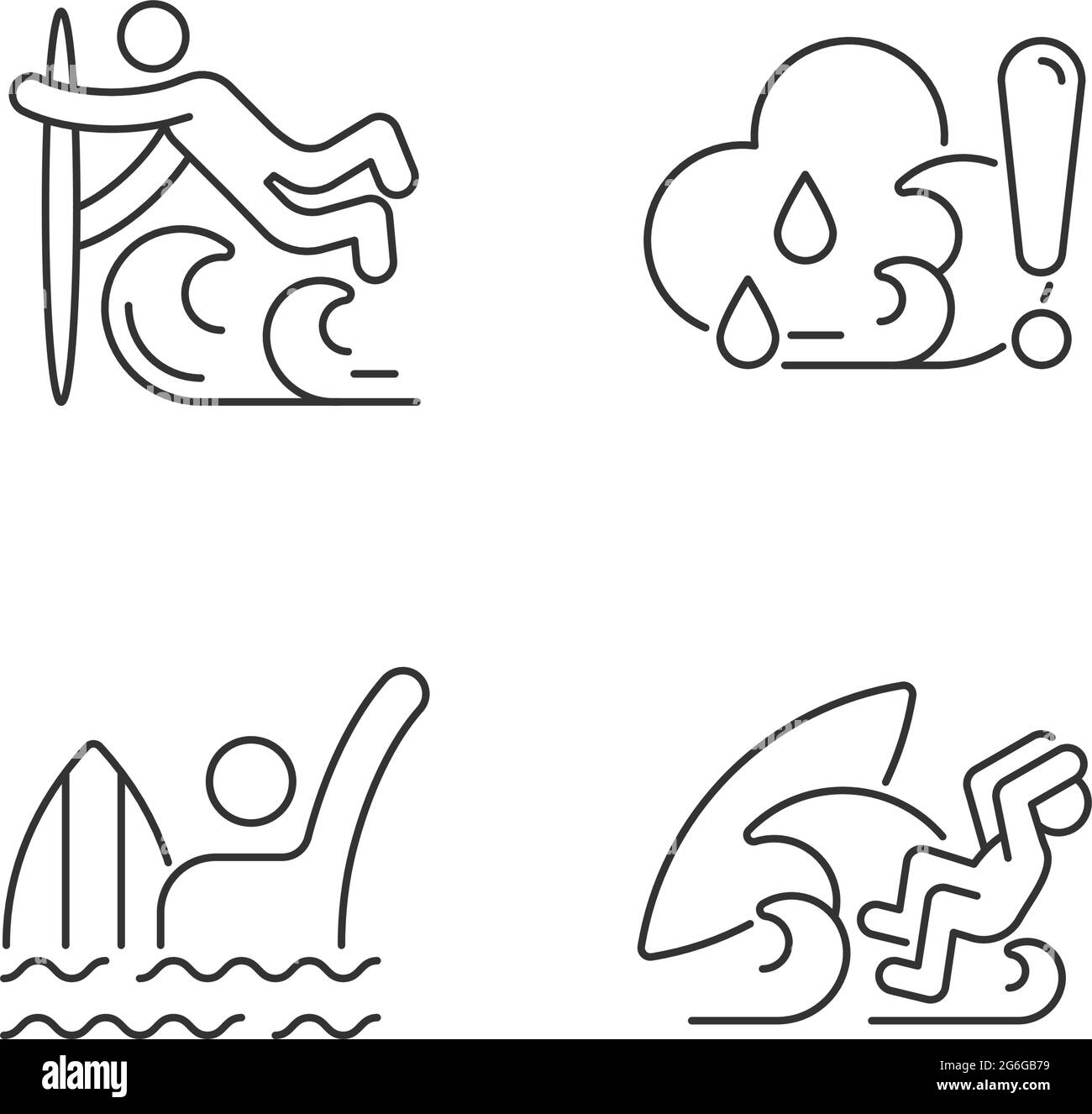 Water sports linear icons set Stock Vector Image & Art - Alamy