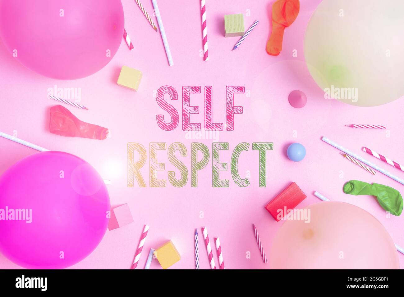 Text sign showing Self Respect. Word for Pride and confidence in oneself Stand up for yourself Colorful Birthday Party Designs Bright Celebration Stock Photo