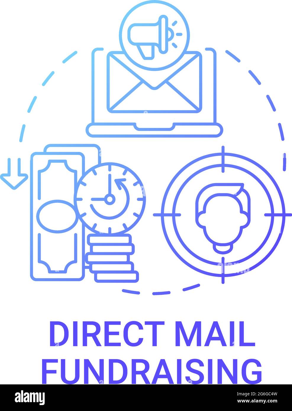 Direct mail fundraising concept icon Stock Vector