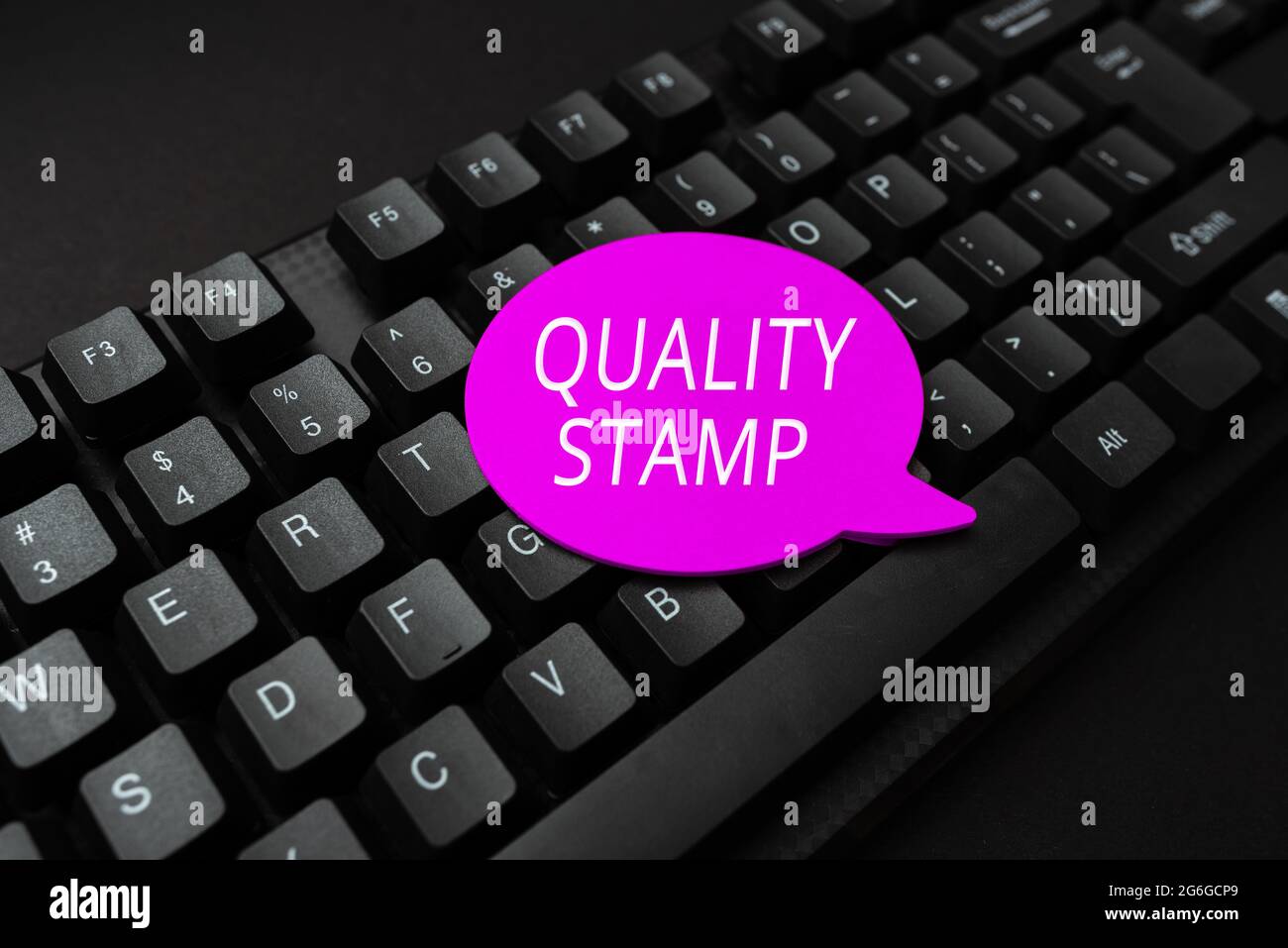 Sign displaying Quality Stamp. Concept meaning Seal of Approval Good