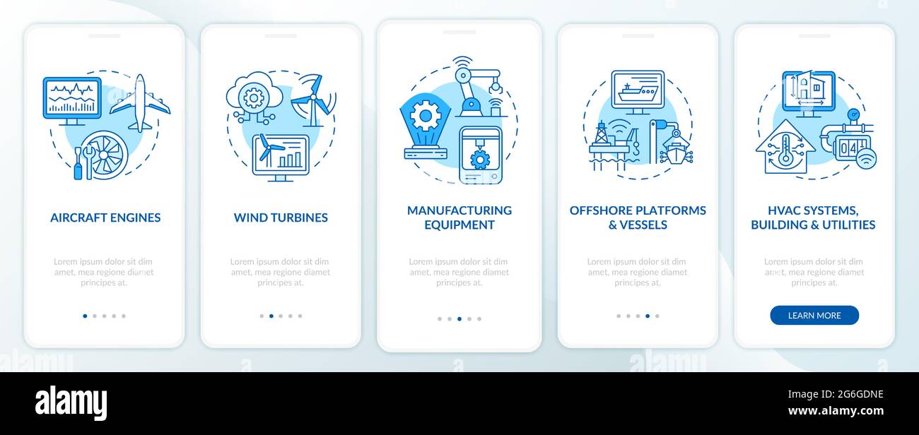 Digital twin application onboarding mobile app page screen Stock Vector