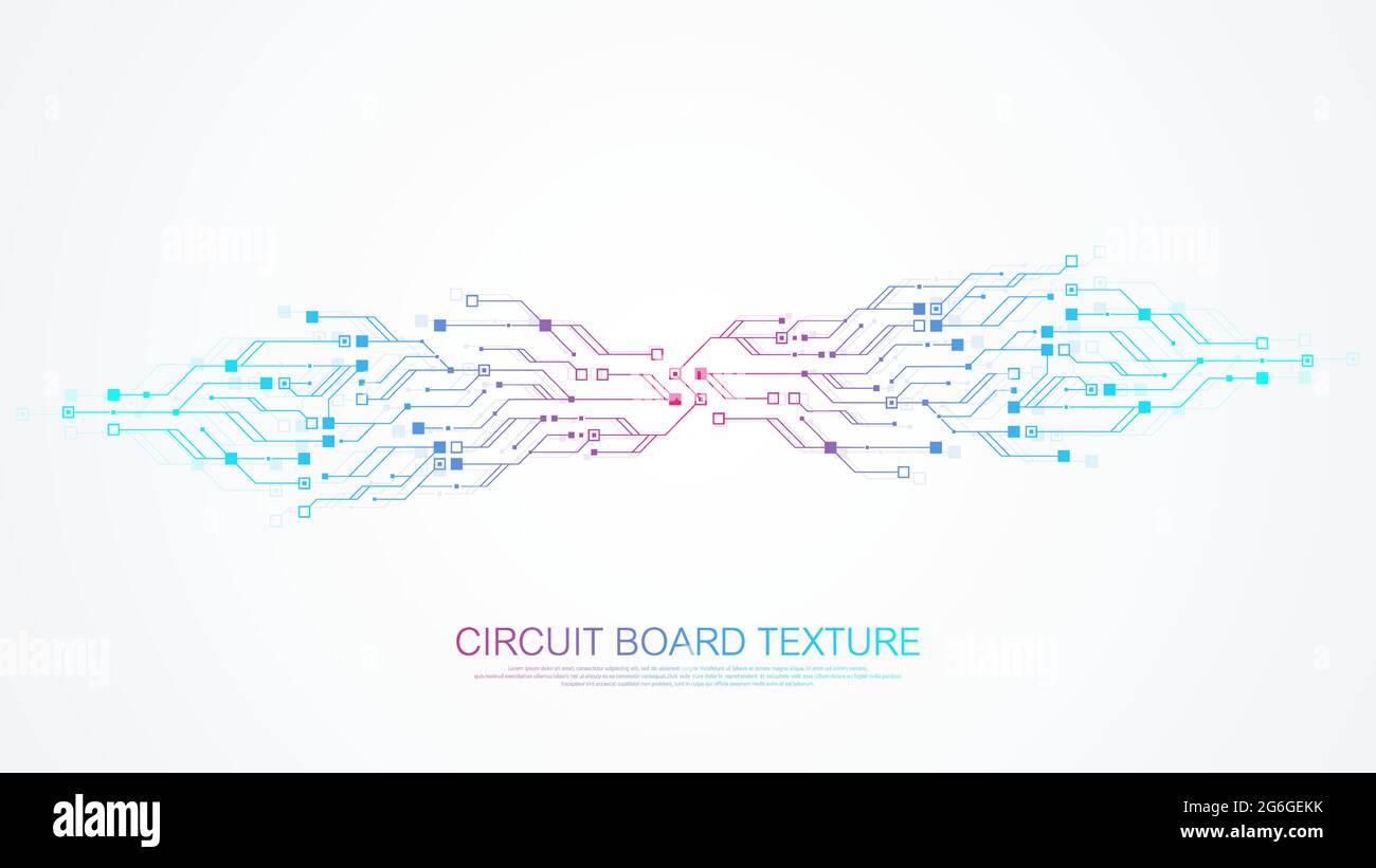 Technology circuit board texture background design. Futuristic blue circuit board background. Minimal vector motherboard Stock Vector