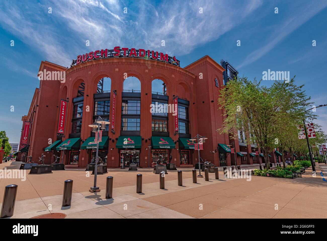 Saint Louis, MO—July 5, 2021; entrance to brick Busch Stadium and