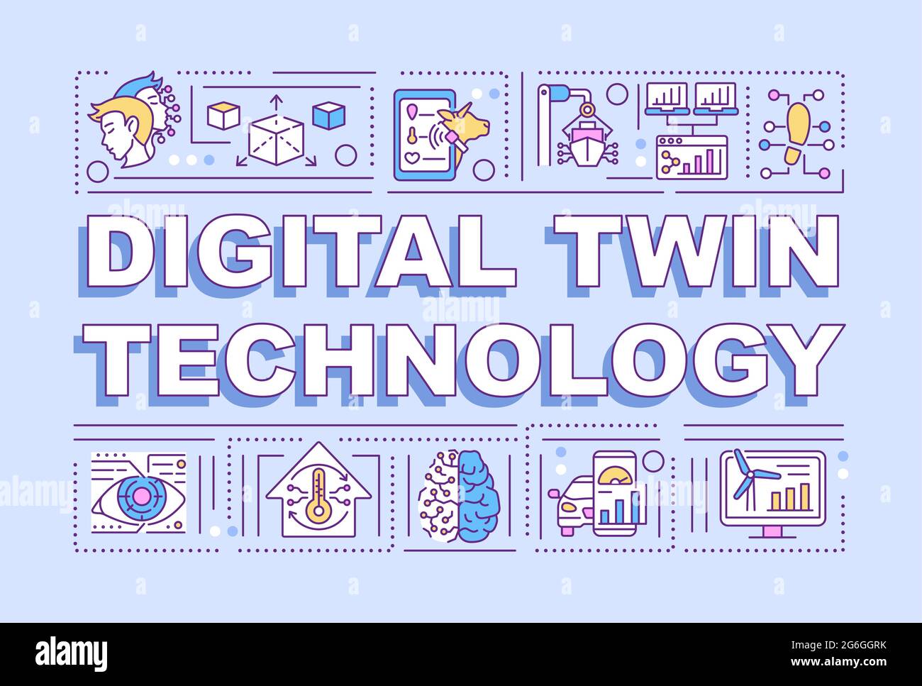 Digital twin technology word concepts banner Stock Vector