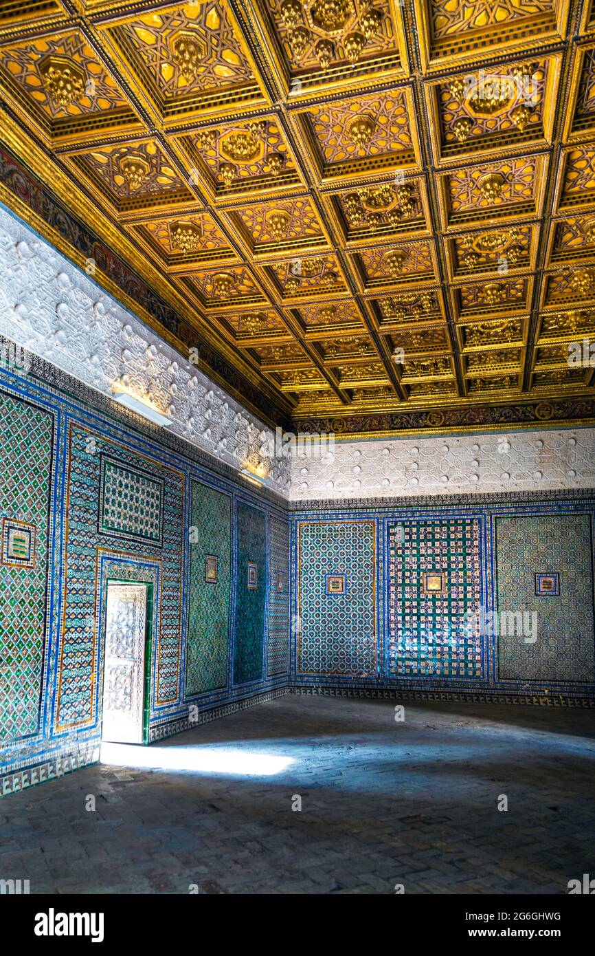 The Praetor's Room covered with colourful azulejo tiles at Casa de Pilatos (Pilate's House), Seville, Andalusia, Spain Stock Photo