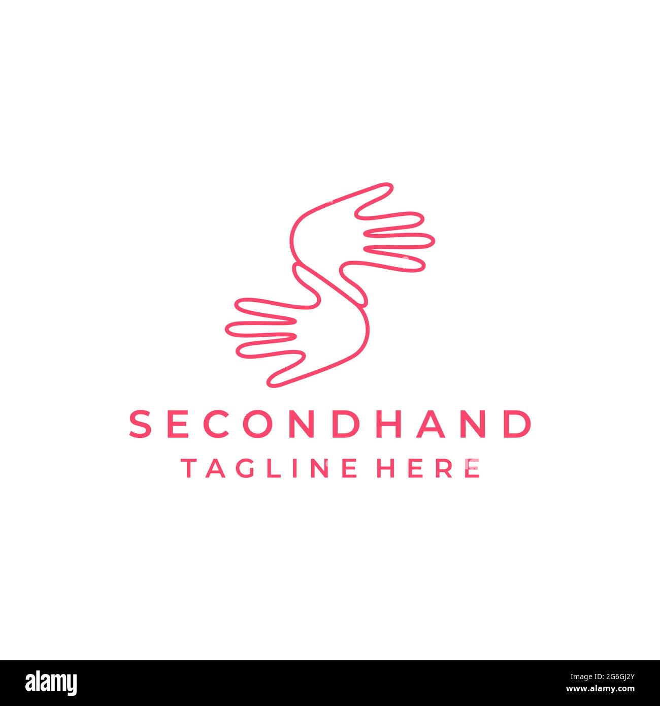 Initial letter S with two hand logo design with line art style Stock Vector