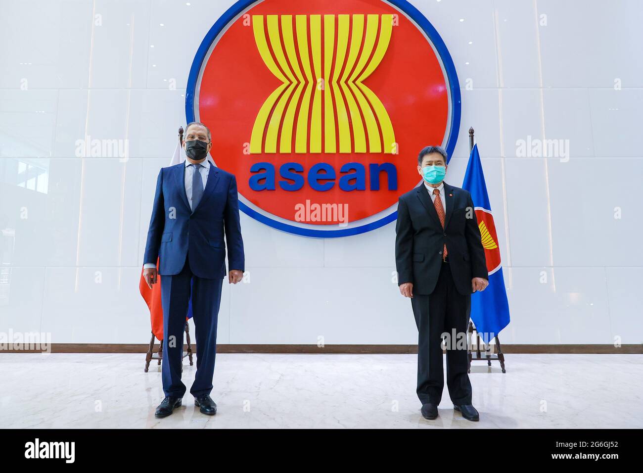 Jakarta Indonesia 6th July 2021 Russia S Foreign Minister Sergei Lavrov L And Asean Secretary General Lim Jock Hoi Meet For Talks Credit Russian Foreign Ministry Tass Alamy Live News Stock Photo Alamy