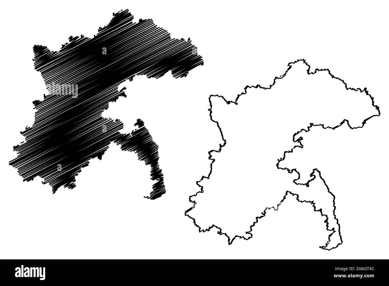Alb Donau district (Federal Republic of Germany, rural district, Baden-Wurttemberg State) map vector illustration, scribble sketch Alb-Donau-Kreis map Stock Vector