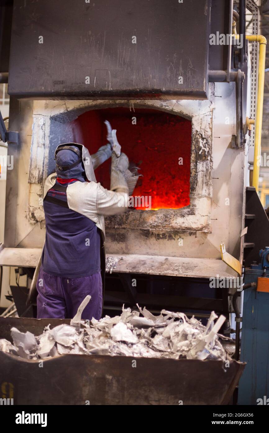 aluminum production in a Brazilian factory Stock Photo