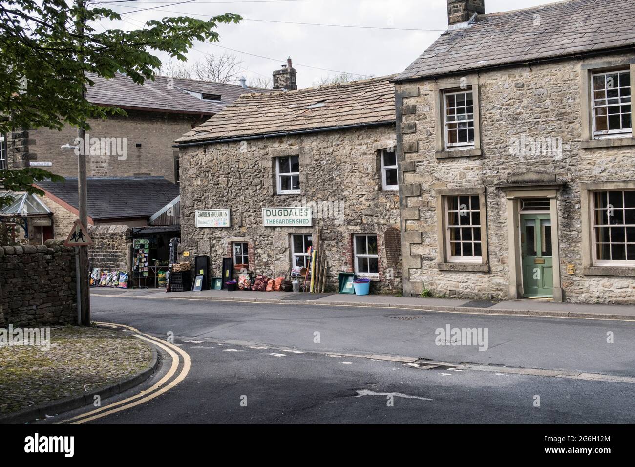 Old shop in the town of Settle Yorkshire dales showing old traditional