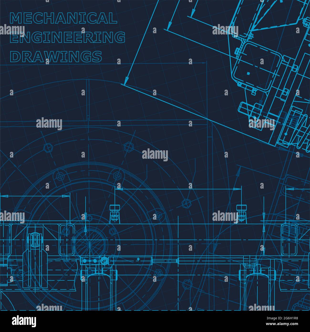 Technical cyberspace. Corporate Identity. Blueprint, scheme plan sketch Machine industry Stock Vector