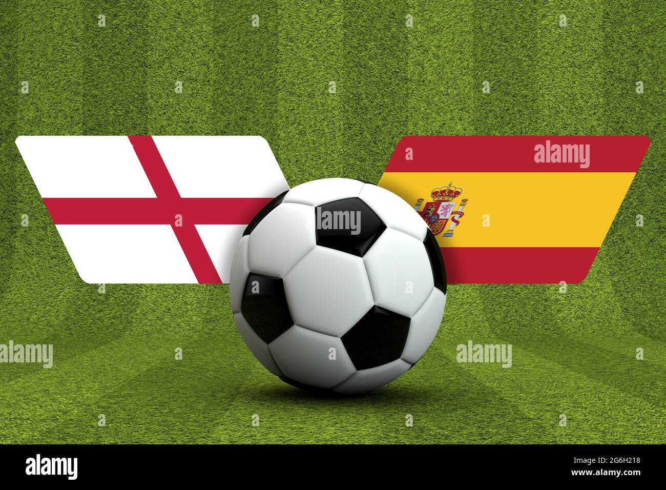 England Vs Spain Soccer Match National Flags With Football 3d Rendering Stock Photo Alamy