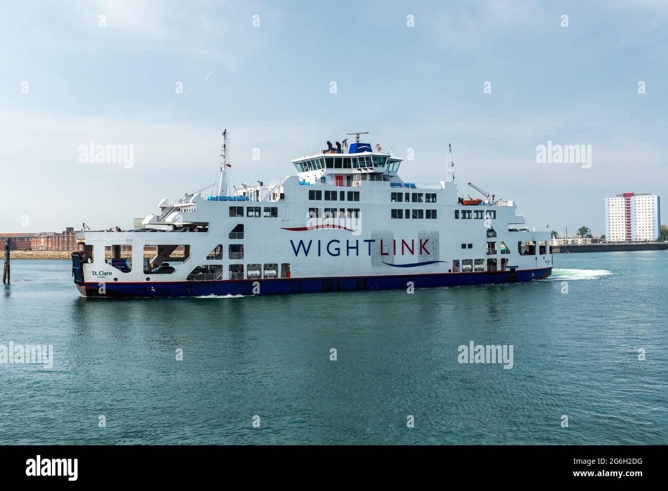 MV St Clare Wightlink Ferry, Portsmouth Harbour, Portsea Island, Hampshire, England, UK Stock Photo