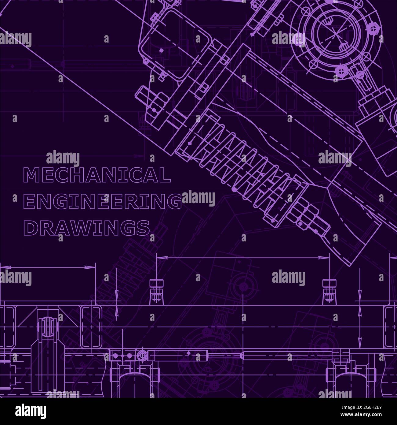 Computer aided design systems. Purple cyberspace. Blueprint, diagram ...