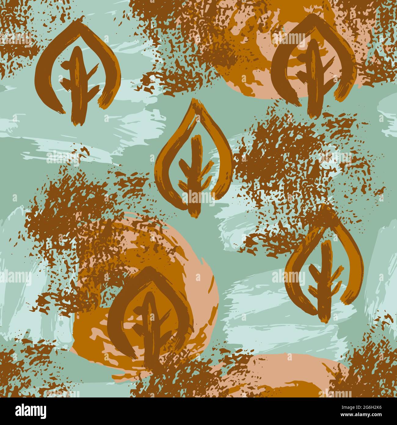 Abstract artistic seamless pattern with trendy hand drawn textures ...
