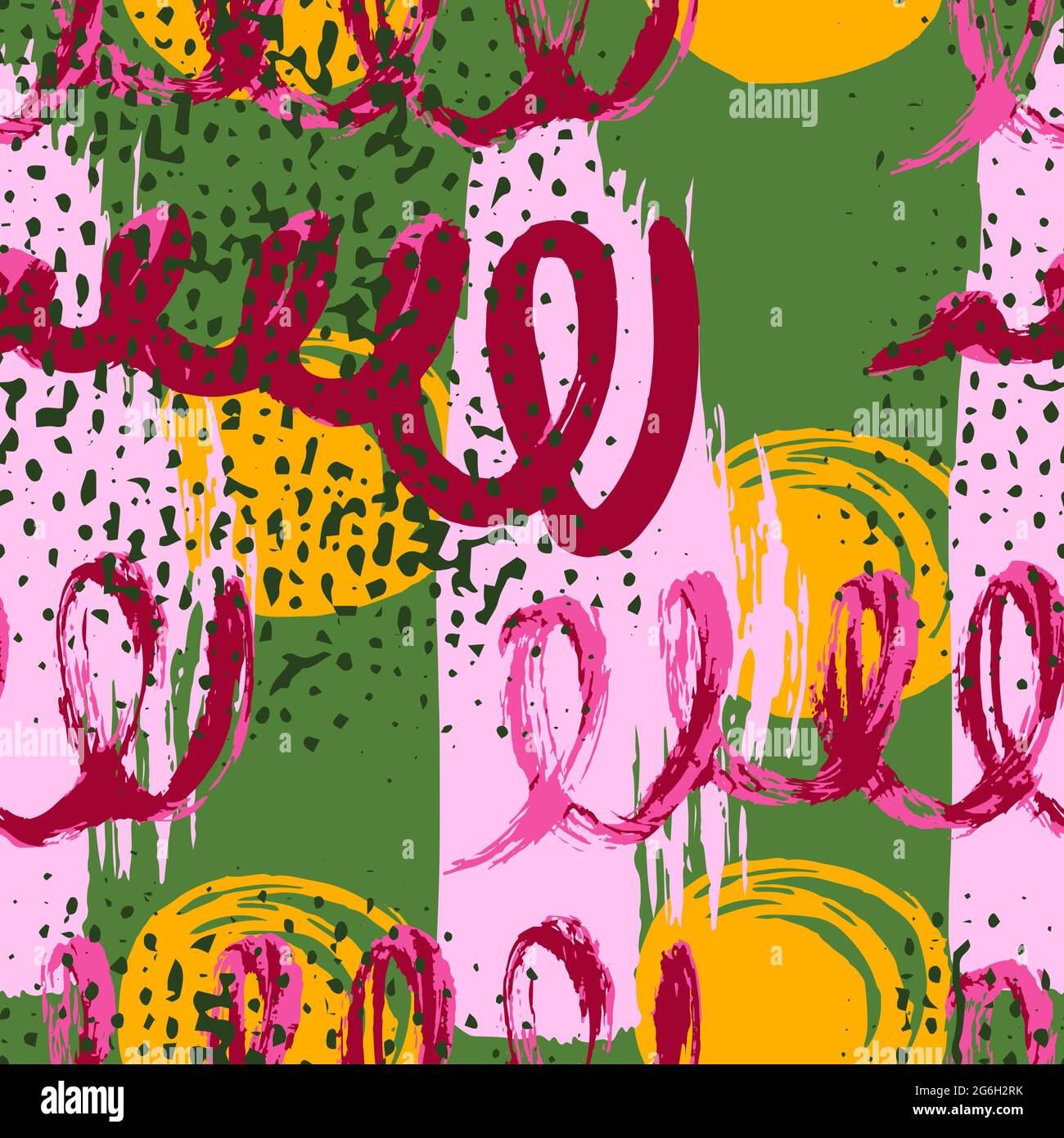Abstract seamless pattern with trendy hand drawn textures, spots, brush ...