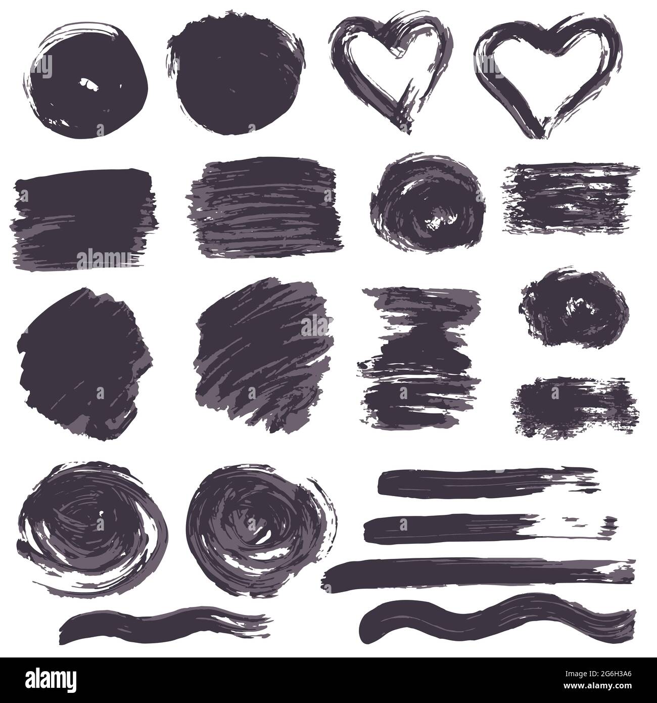 Collection of black ink, ink, brush strokes, brushes, lines, grungy. Waves,  circles. Dirty elements of decoration, boxes frames Vector illustration Fr  Stock Vector Image & Art - Alamy