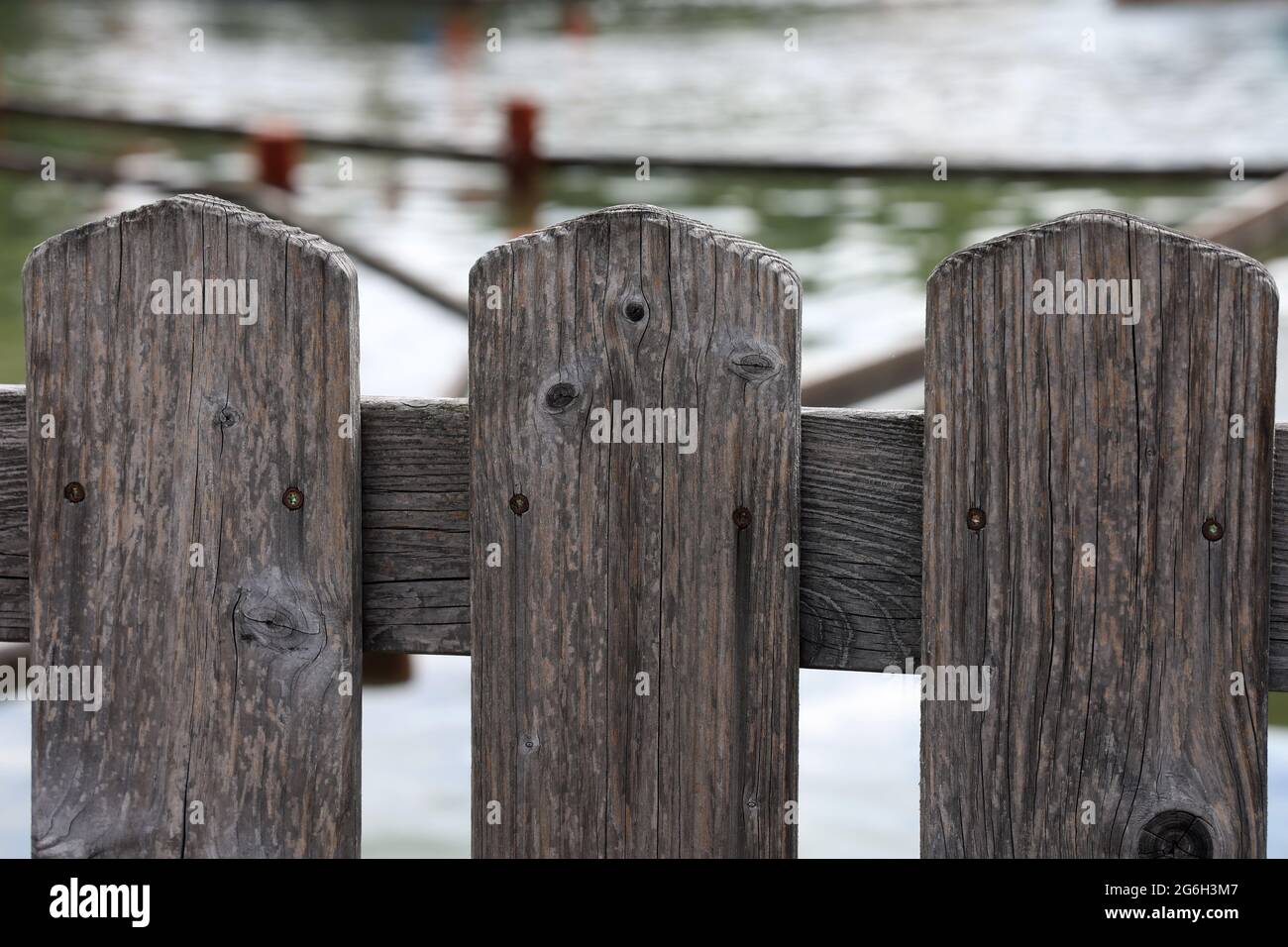 Gray wooden fence close up in the park Stock Photo - Alamy