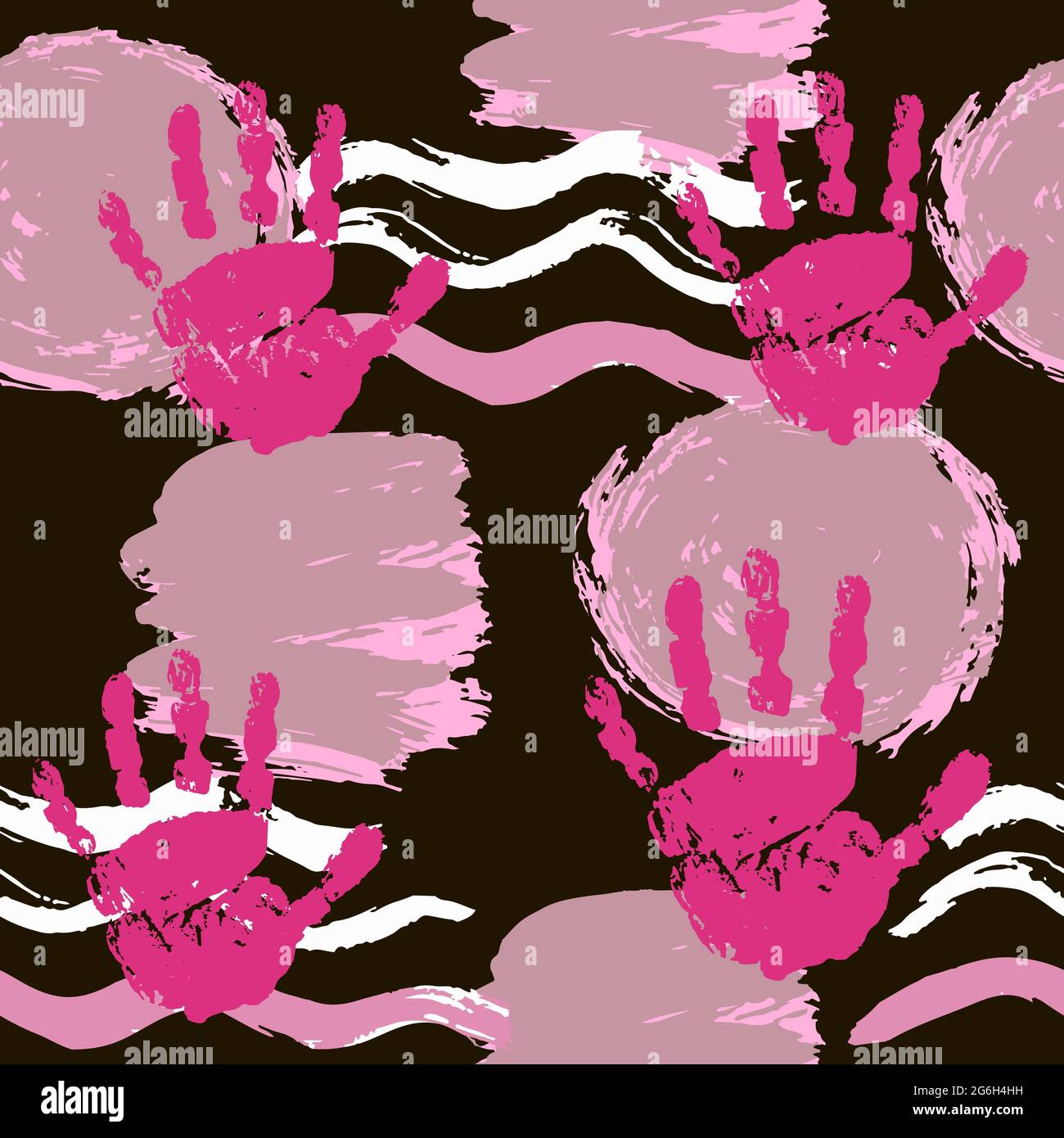 Abstract artistic seamless pattern with trendy hand drawn textures ...