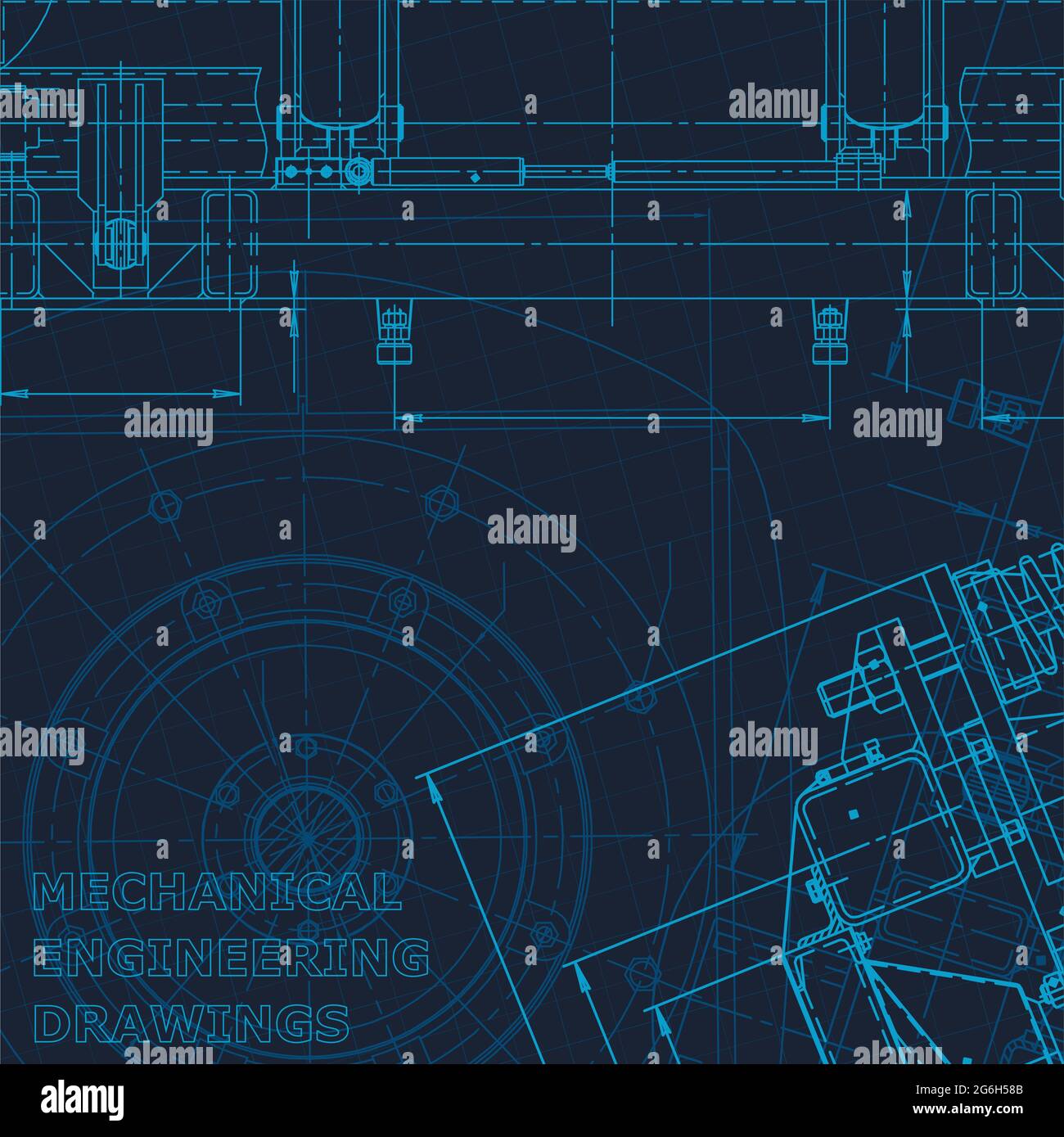 Technical cyberspace. Corporate Identity. Blueprint, scheme, plan sketch Technical illustrations backgrounds Stock Vector