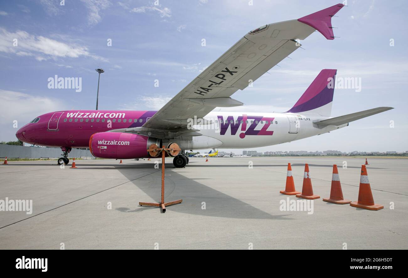 KYIV, UKRAINE - JUNE 24, 2021 - A Wizz Air plane is seen on the airfield at  the Igor Sikorsky Kyiv International Airport (Zhuliany), Kyiv, capital of  Stock Photo - Alamy