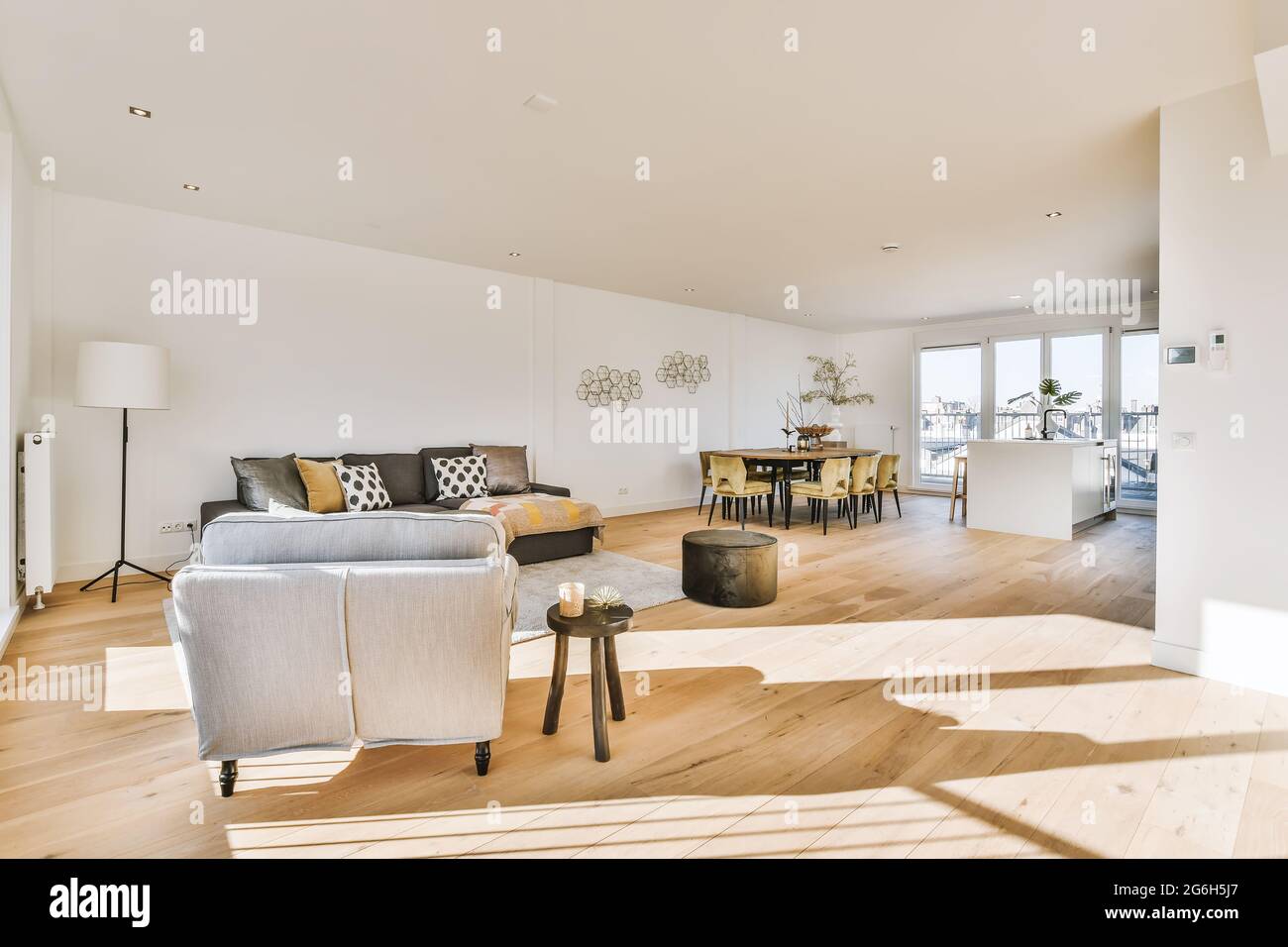 Curated visual reference: Visual Reference: Elegant And Spacious Living Room With Beautiful Furniture Stock Photo