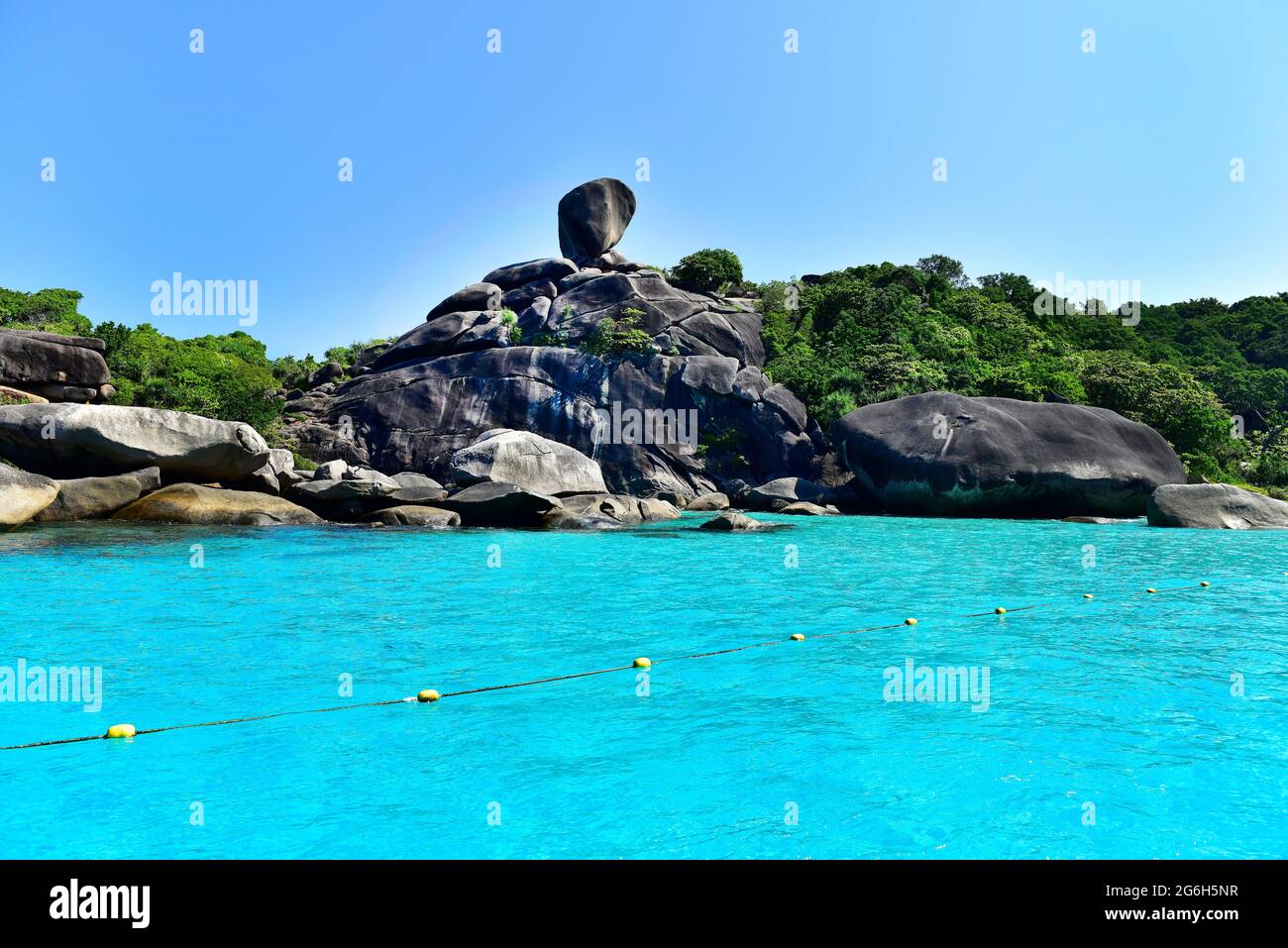 Beautiful nature seascape of sky blue sea rock at Similan island no.8, Similan National Park, Phang Nga, Thailand Stock Photo