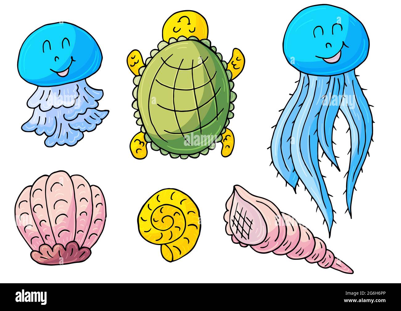 Vector illustration, ocean, underwater world, marine clipart. Set of Cartoon  characters for cards, flyers, banners, children's books. Print for t-shir  Stock Vector Image & Art - Alamy