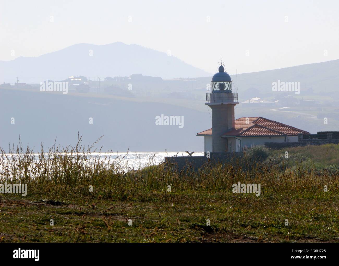 Lighthouse Faro de Punta del Torco de Afuera in Suances Cantabria Spain Stock Photo