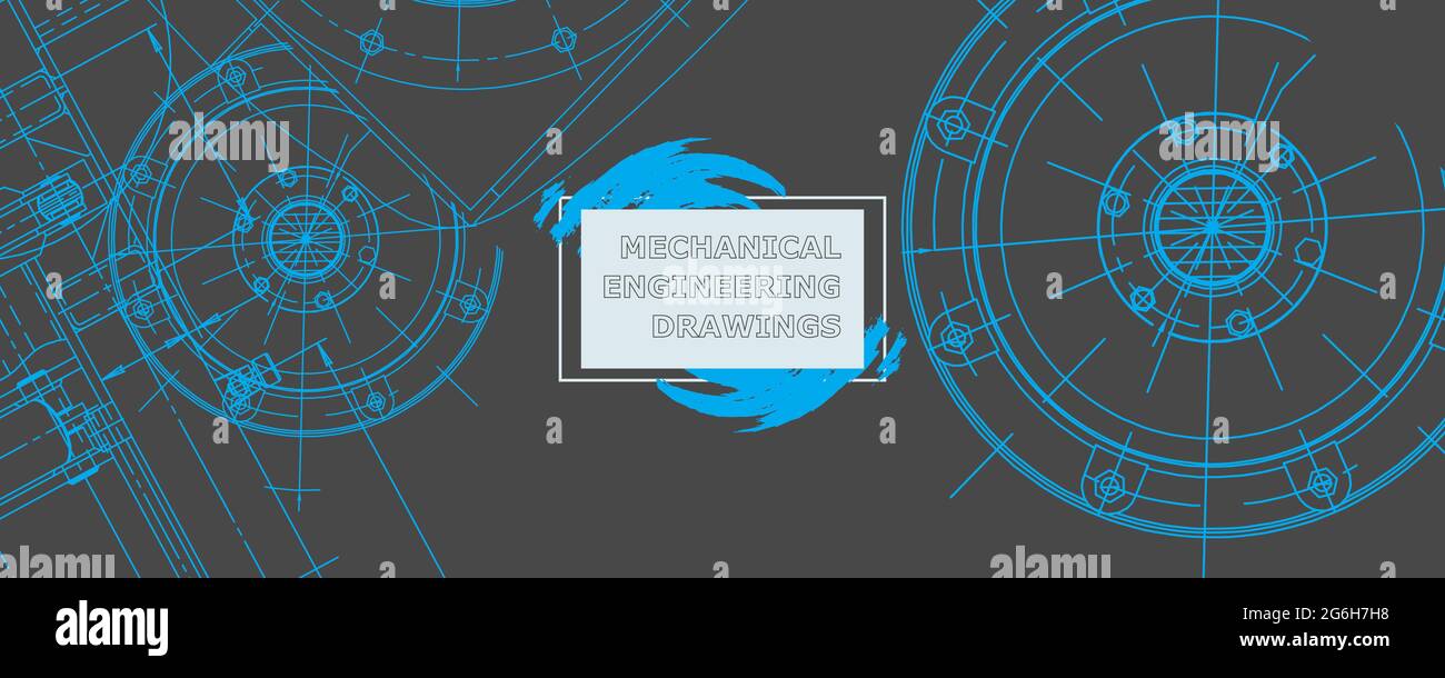 Mechanical engineering drawing. Abstract drawing. Engineering technological wallpaper Stock Vector