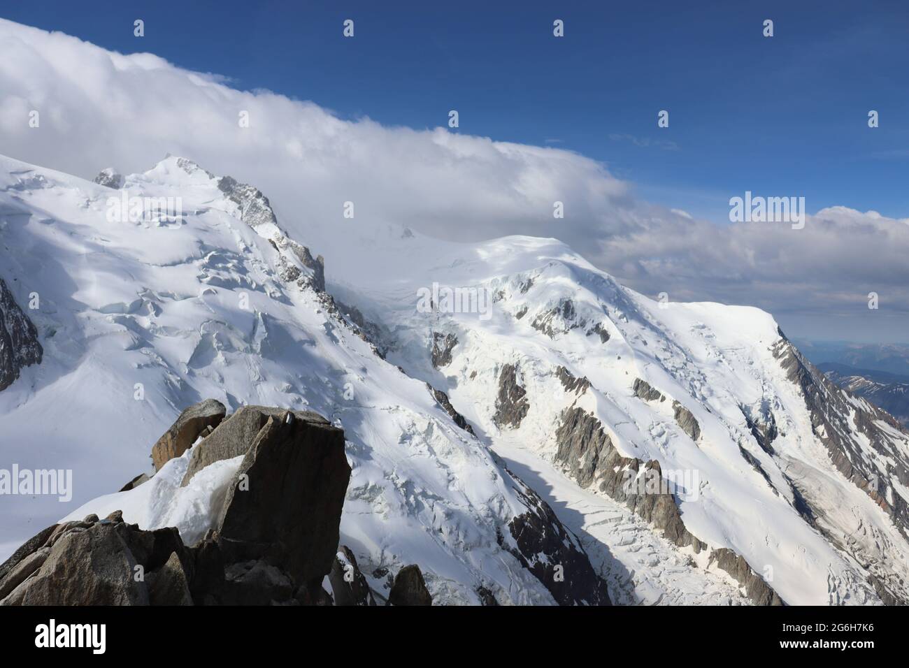 View of Mont Blanc from Aiguille du Midi on June, France Stock Photo ...