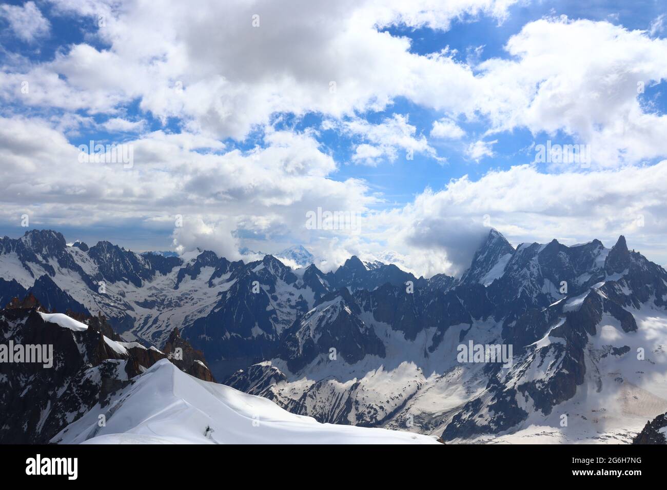 View of Mont Blanc from Aiguille du Midi on June, France Stock Photo ...