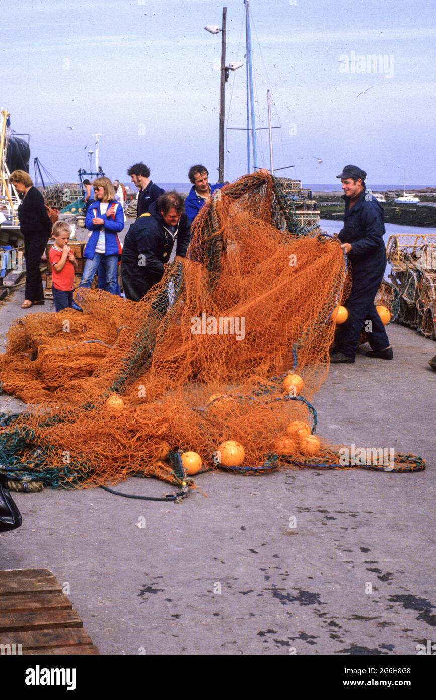 Fishing boats at Seahouses Harbour in 1984 Stock Photo - Alamy
