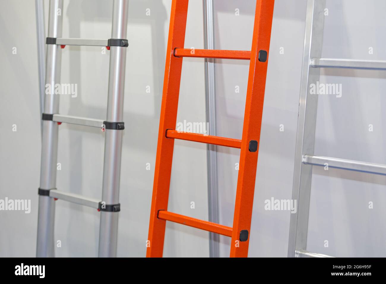 Aluminium and Steel Metal Ladders in Building Stock Photo Alamy