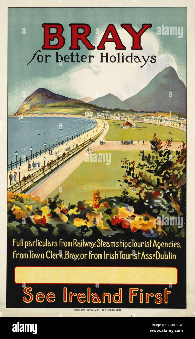 A vintage travel poster for Bray in County Wicklow, Ireland Stock Photo